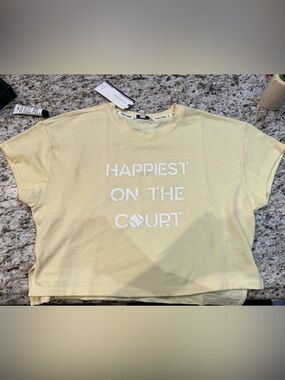 NWT Tretorn Yellow Graphic Cropped Tee